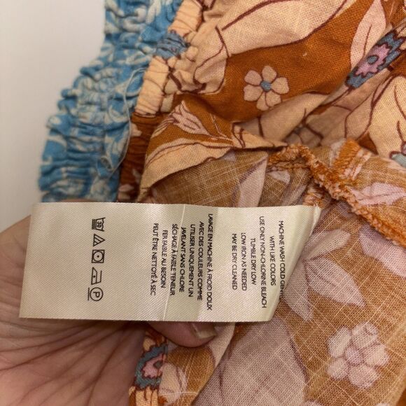 Free People Frankie Floral Peasant Tie Neckline Tunic Top XS New Boho Cotton - Picture 8 of 15